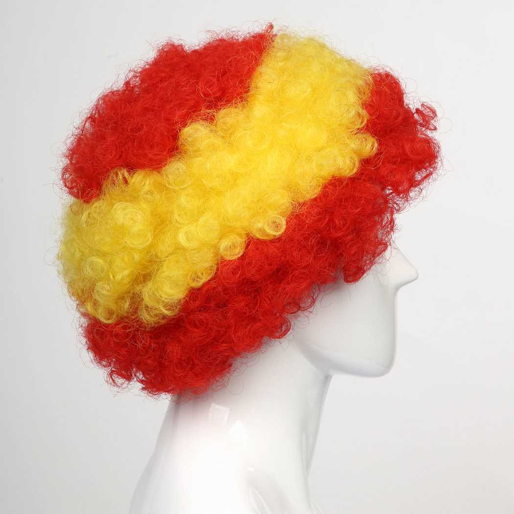 flagwigs, football wigs, fan wigs, afro wigs, mullet wigs, bob wigs, euro wigs,  premier league wigs,Spain Afro Wig 