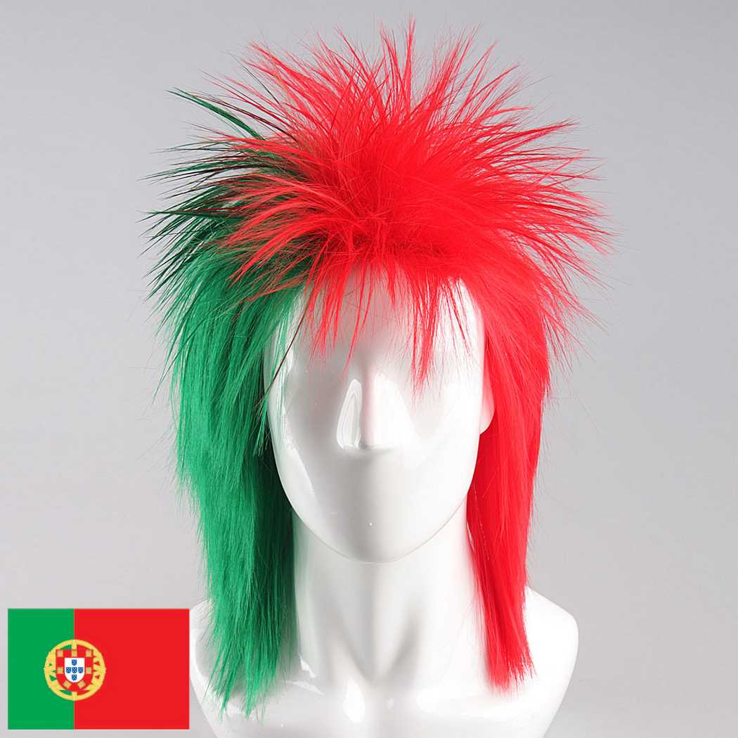 flagwigs, football wigs, fan wigs, afro wigs, mullet wigs, bob wigs, euro wigs,  premier league wigs,Portugal Mullet Wig