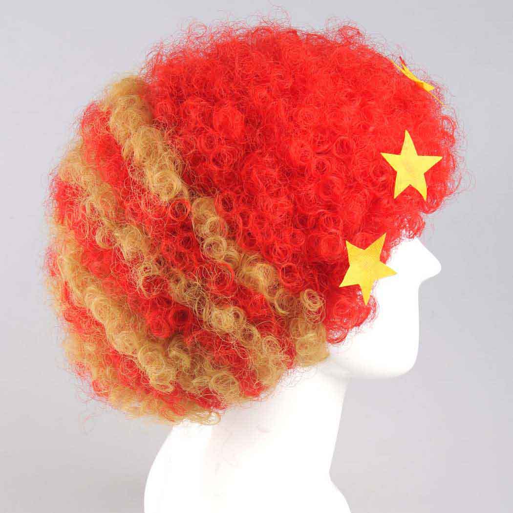 flagwigs, football wigs, fan wigs, afro wigs, mullet wigs, bob wigs, euro wigs,  premier league wigs,Liverpool Afro Wig